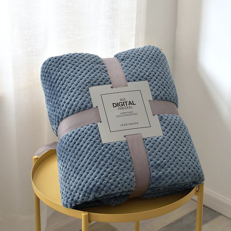 Blue plush fleece blanket