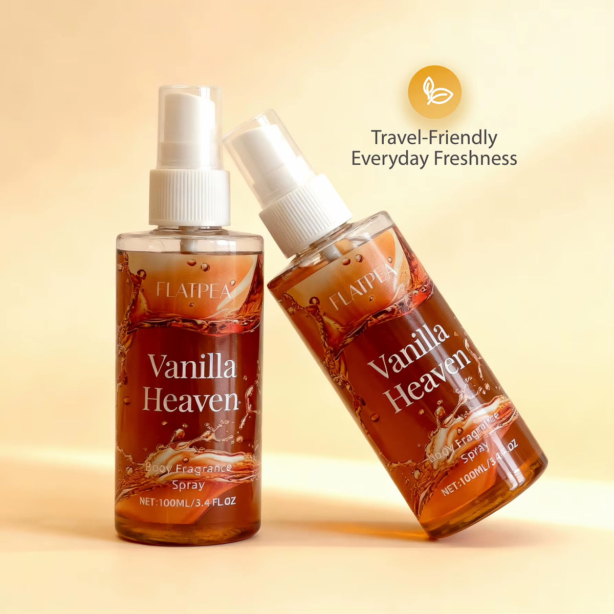 Two 100 ml vanilla fragrance spray bottles