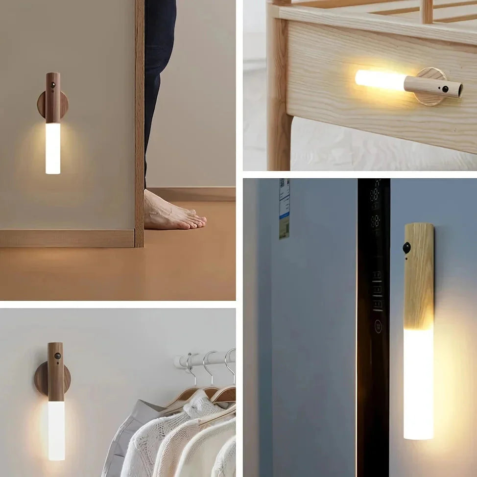 Motion sensor night light in a hallway, wardrobe and bedroom