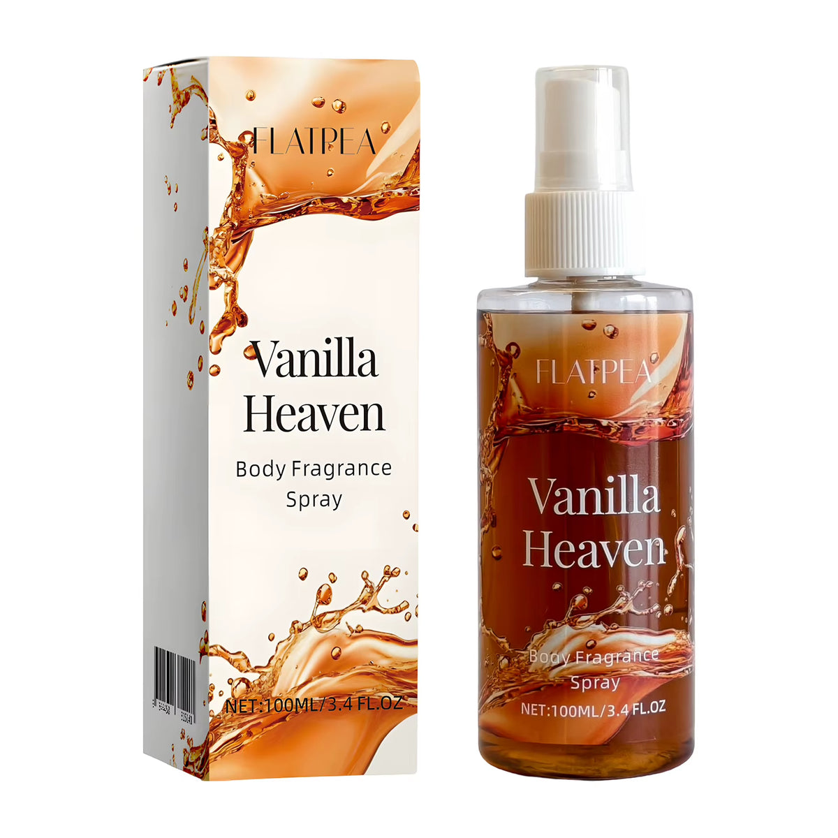 Vanilla fragrance spray bottle beside its box
