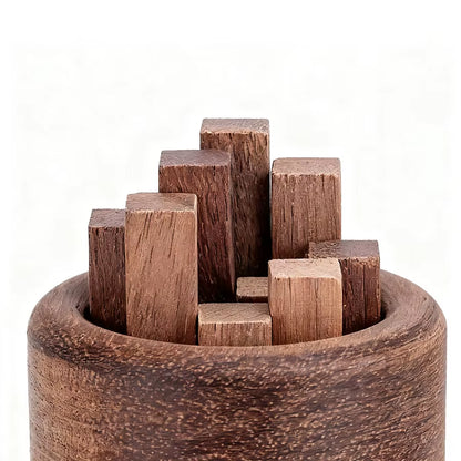 Close-up of the wooden blocks in the fragrance diffuser