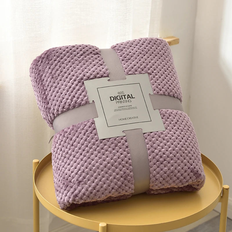 Purple plush fleece blanket
