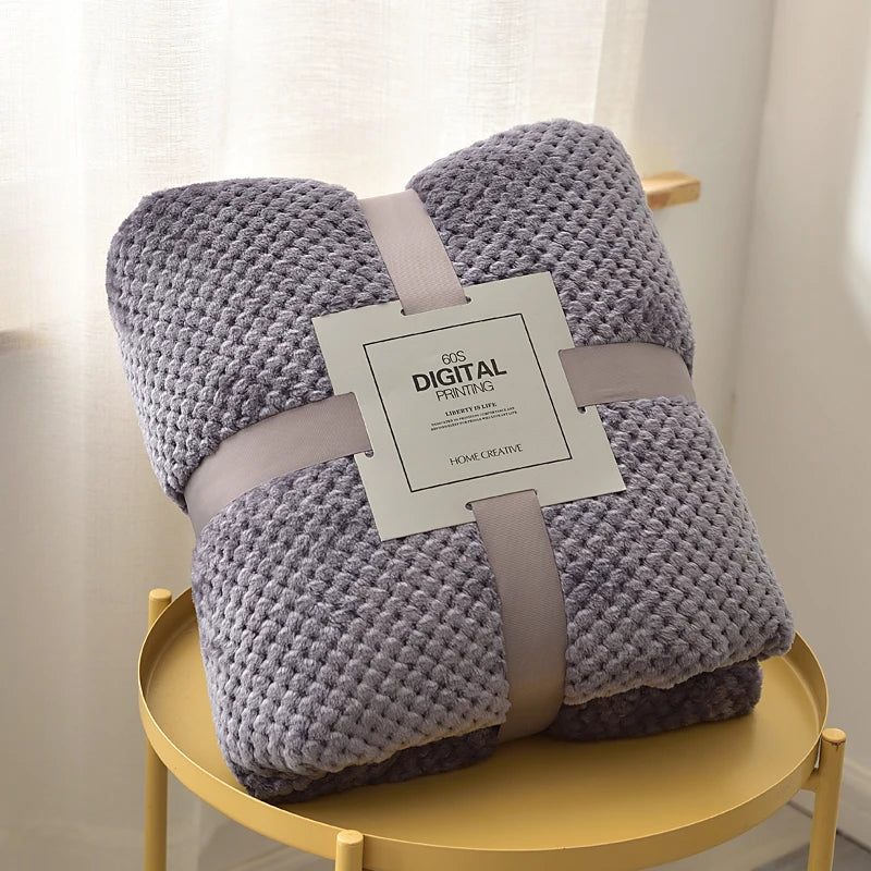 Lilac grey plush fleece blanket