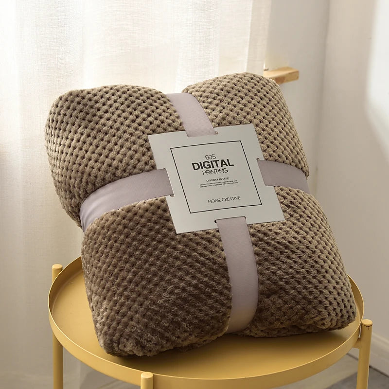 Taupe brown plush fleece blanket