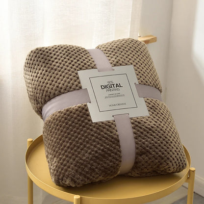 Taupe brown plush fleece blanket