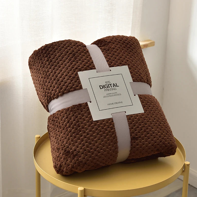 Brown plush fleece blanket