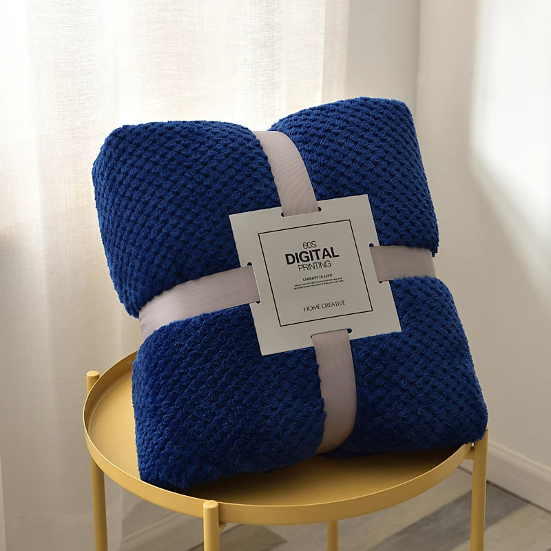 Navy plush fleece blanket
