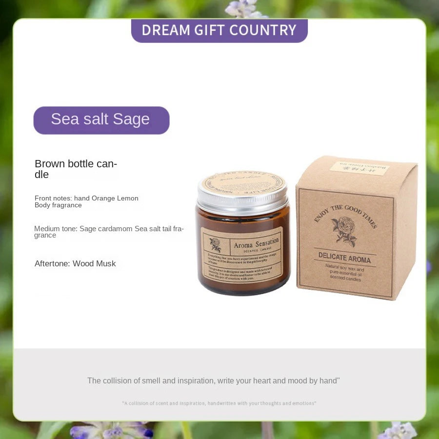 Sea salt sage scented candle with its gift box