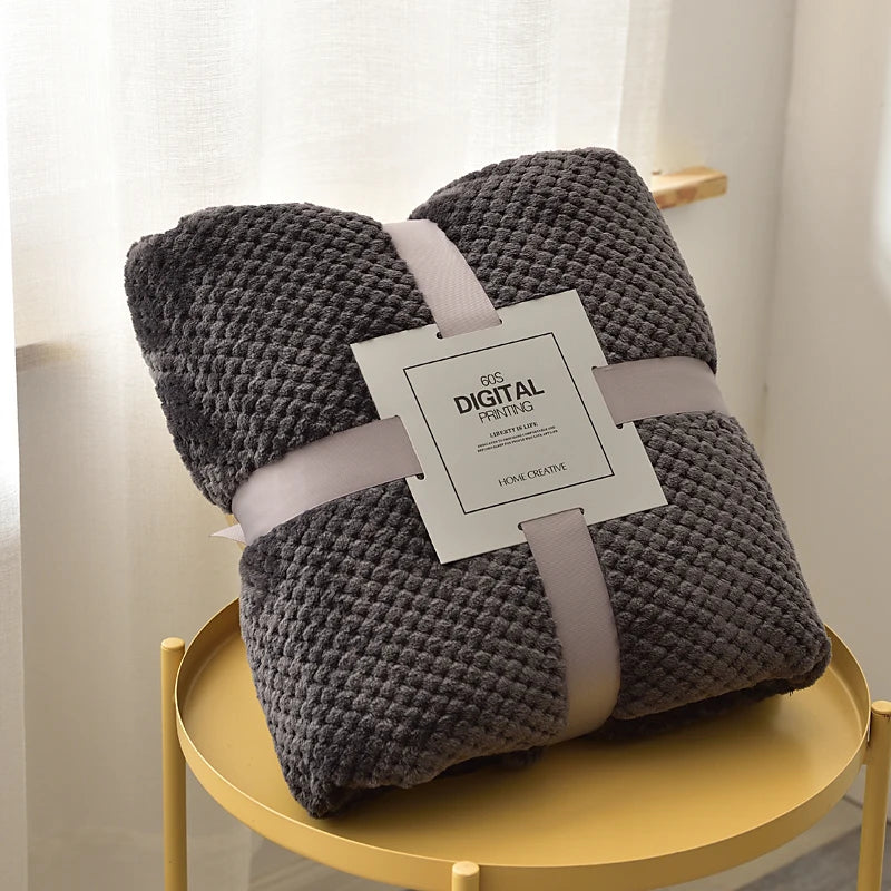 Charcoal grey plush fleece blanket