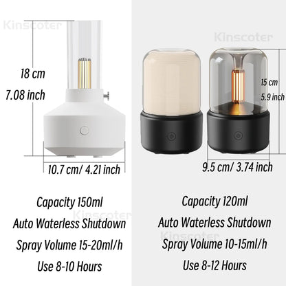 Mini aroma diffuser dimensions for the 150 ml and 120 ml styles