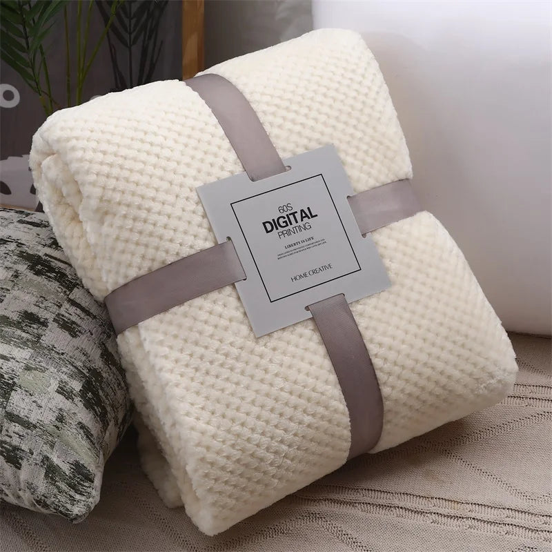 Cream plush fleece blanket