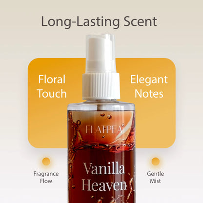 Vanilla fragrance spray with its scent notes